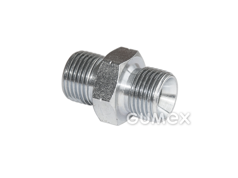 Šroubení pro hydrauliku vysokotlaké, vnější závit BSPP 1/8" - vnější závit BSPP 1/8", 2x těsnění těleso, 2x těsnění koncovka, ocel